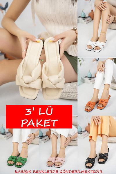 Moda Frato Modafrato 3 Pack Lace-Up Γυναικείες Παντόφλες - Σετ Σπίτι και Παντόφλες