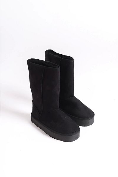 Moda Değirmeni Fekete velúr női Wendy szőrme bélelt csizma BG1179-116-0001
