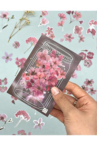 Kağıt Gemi Dükkan Retro Pembe Çiçek 40 Adet Şeffaf Sticker Scrapbook Bullet Journal Defter Süsleme/Etiket/Çıkartma