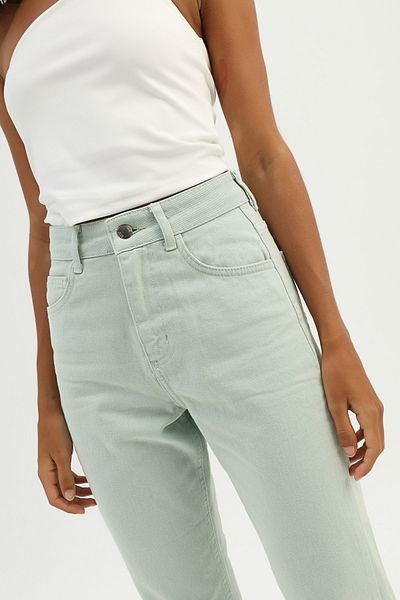 Quzu New Mint Gabardine Mom Jean