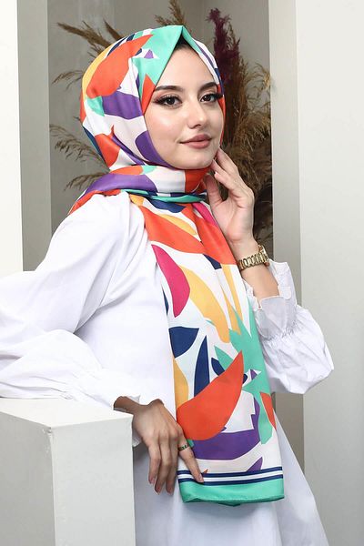 AFVENTE Green Soft Cotton Shawl - Leaf Pattern