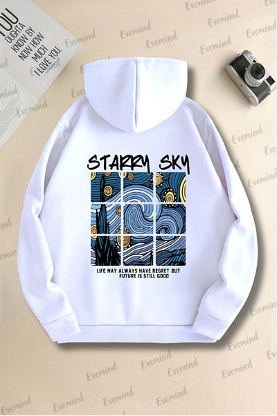 artı4 Unisex Starry Sky Printed Adult and Kids Oversize Crew Neck Sweatshirt