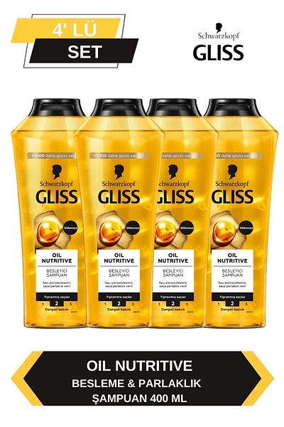 Gliss Oil Nutritive Shampoo 400ml X Set of 4