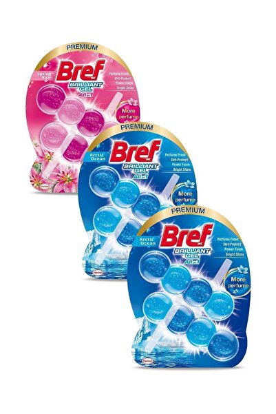 Bref Wc Brilliant Gel Duopack Tuvalet Bloğu 2 Okyanus 1 Çiçek, 3 X 2'li Paket
