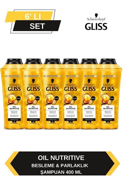Gliss 400ml Oil Nutritive Shampoo - Set of 6