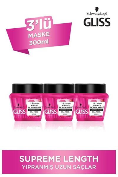 Gliss Supreme Length Maske 300 Ml X 3 Adet