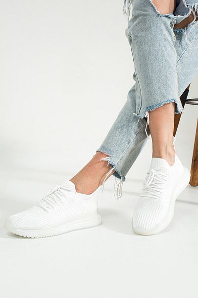 İnan Ayakkabı Tricotaj damă Tenisi Culoare Alba Talpa 4 Cm