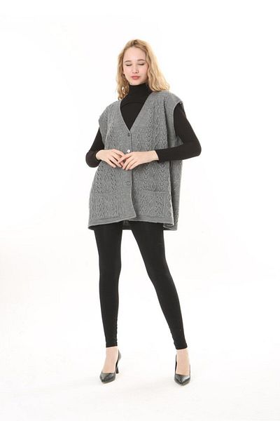 Lamierra Knitwear Large Size Wool Vest
