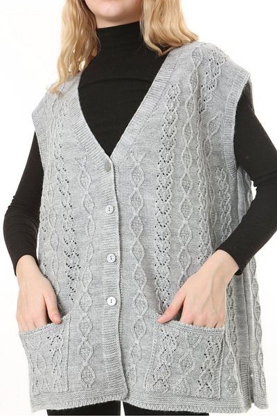 Lamierra Knitwear Large Size Wool Vest