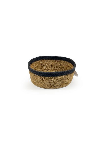 sever ithalat Black Brown Colored Wicker Knitted Deep Basket - Oval Shape, 23X14X11 cm