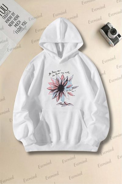Evomind Φούτερ με κουκούλα Unisex Flower Printed Oversize για ενήλικες και παιδιά