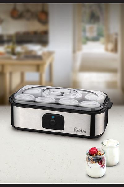 Kiwi Ki̇wi̇ Kym-7213 Digital Yogurt Making Machine with Stainless Steel Base 8 Jars