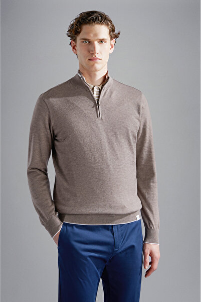 PAUL&SHARK MEN'S ZIPPED PULLOVER C.WWOOL