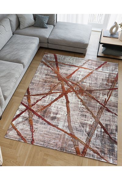 RENKLİBUTİK Modern Patterned Velvet Carpet Cover - Elastic and Non-slip, Washable 4 M2