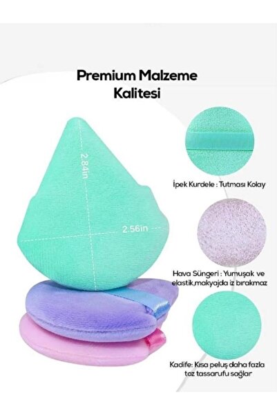 HİROS'H 2 Adet Üçgen Pudra Fondöten Bb Krem Uygulama Süngeri Yıkanabilir Makyaj Süngeri