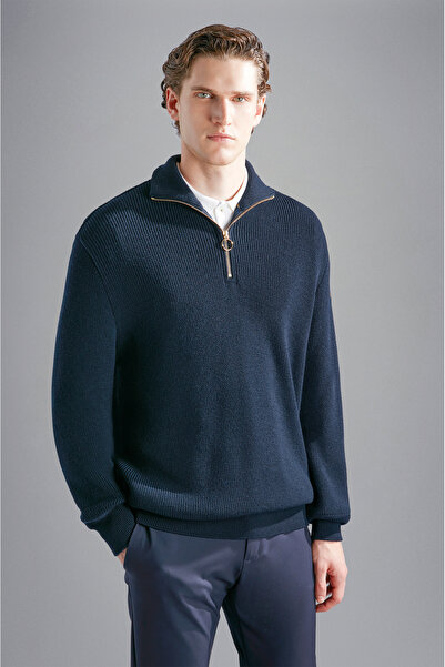 PAUL&SHARK MEN'S ZIPPED PULLOVER C.W. WOOL
