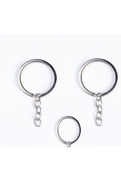 HİSARAKSESUAR Anahtarlık Halkası Zincirli 50adet Gümüş Rengi – El Işi Malzemesi