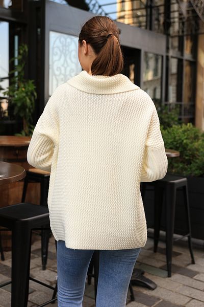 ALCHON Long Corded Sleeve - Zigzag Patterned Two Button Winter Thick Knitwear Cardigan