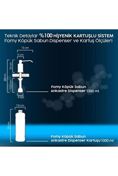 Fomy Köpük Sabun Ankastre Siyah Dispenser 1000 ml