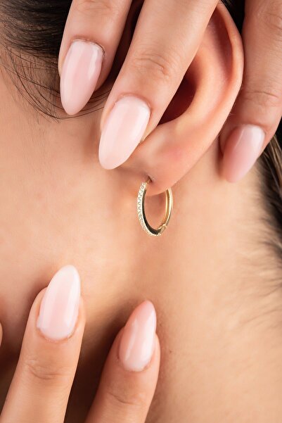 Altınaşkı Taşlı Halka Altın Küpe