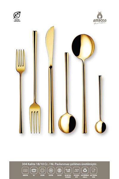 Amboss RUBY 72 Piece Spoon Bias Set - Gold