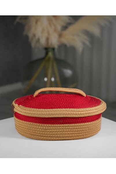 Genel Markalar jüt hasır sepet oval kapaklı organizer 30X20X14
