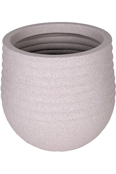 Herdekora Oval İç ve Dış Mekan Saksı Bej Küçük Boy 30x30x27,5 Cm.