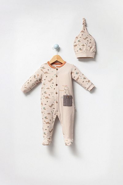 H HONEY BABY Cute Dinosaur Booties Jumpsuit