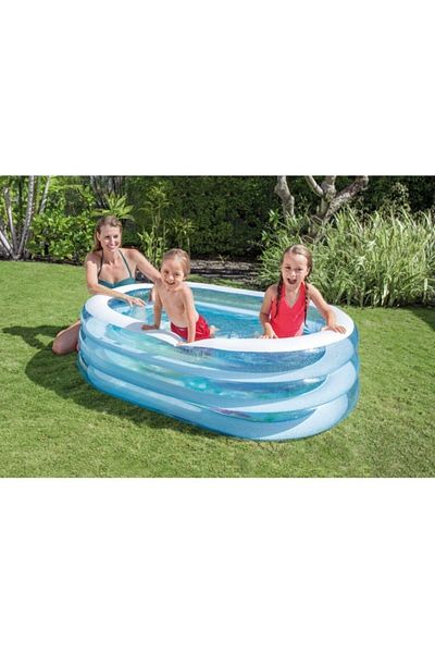 Intex 57482 Transparent Oval Deep Inflatable Pool 163x107x46 Cm