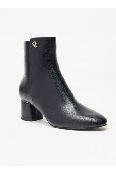 Celeste Women's Solid Ankle Boots with Block Heels and Zip Closure