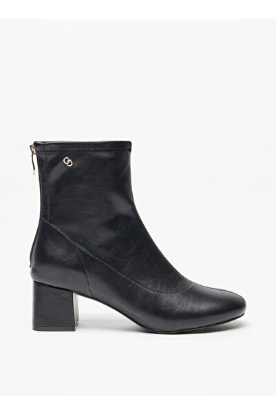Celeste Women's Solid Ankle Boots with Zip Closure and Block Heels