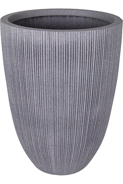Herdekora Oval İç ve Dış Mekan Saksı Gri Orta Boy 37x37x48,5 Cm.