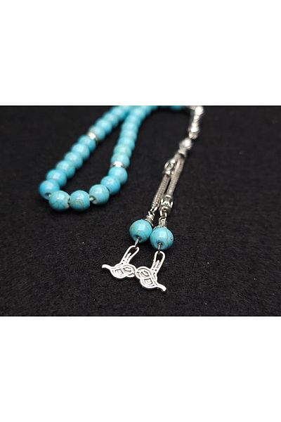 Yüksel Boncuk Blue Turquoise Rosary with Natural Stones