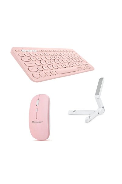 Microcase Lenovo Tab K11 Tb330fu 11 Inch Tablet Için Bluetooth Klavye Mouse Tablet Standı-al45150 Pembe