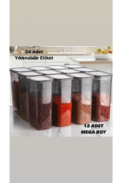 Dem Home 3200 ml Storage Container Set - 12-Piece Food Storage Clay 3.2 Lt.