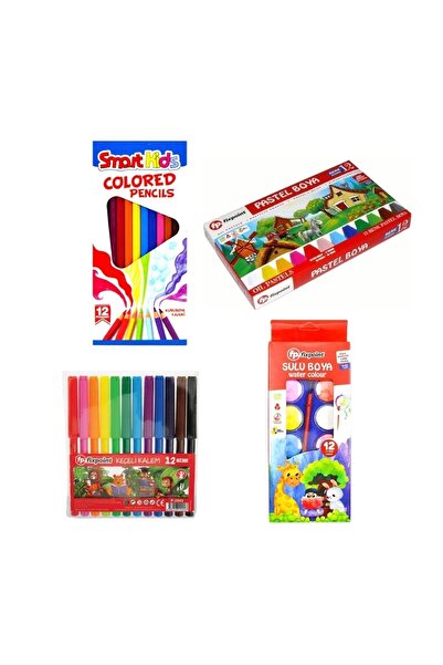 FixPoint 12 Li Kuru + 12 Li Sulu + 12 Li Pastel + 12 Li Keçeli Boya Seti