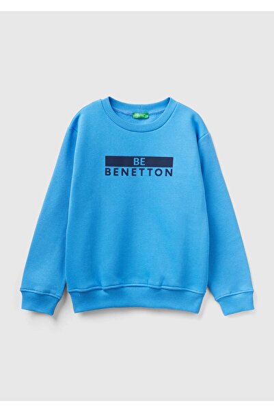 United Colors of Benetton Boy - Φούτερ με στάμπα με μπλε σύνθημα