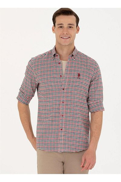 U.S. Polo Assn. US Polo AssnRegular Fit Buttoned Collar Red Men's Shirt