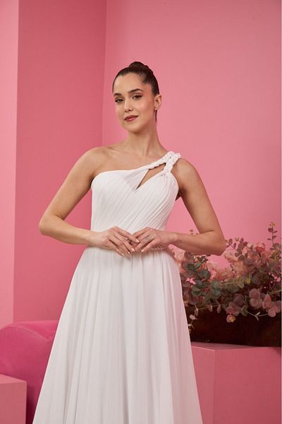 Lenta Moda Lenta Wedding - فستان زفاف شيفون هيلين، تفاصيل ثنيات