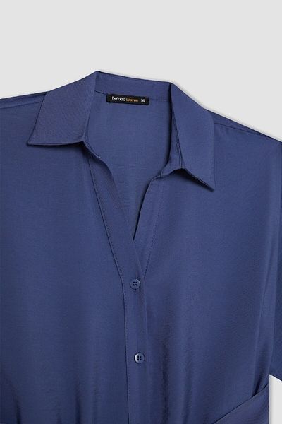 DeFacto Midikleid mit Hemdkragen und Gürtel – Kurze Ärmel D2837ax24sm