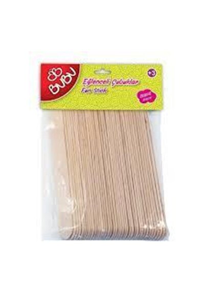 Bubu Naturel Eğlenceli Ahşap Çubuk Geniş Çubuklar 40'lı Paket