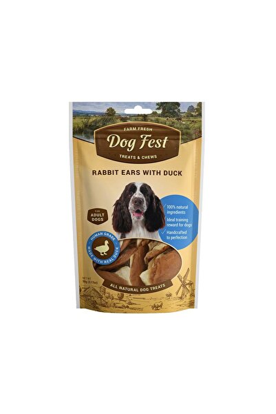 Dog Fest مكافآت أذن الأرنب مع البط للكلاب البالغة، 90 جرام