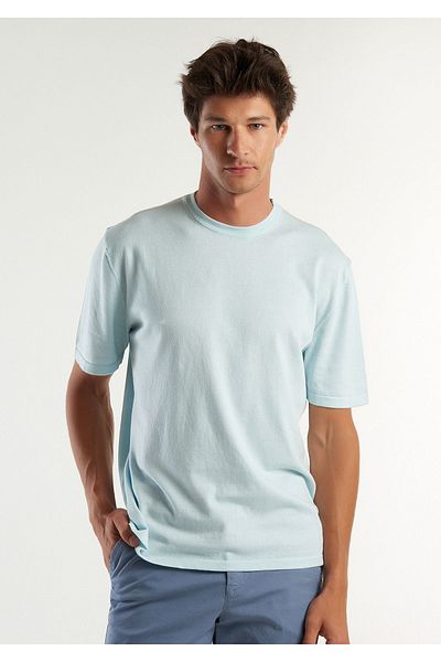 United Colors of Benetton Tricou pentru bărbați, albastru, cu gât crew, 100% bumbac