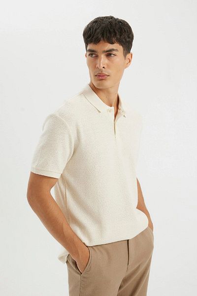 DeFacto Kurzärmliges Krepp-Poloshirt mit normaler Passform C4149AX24SM