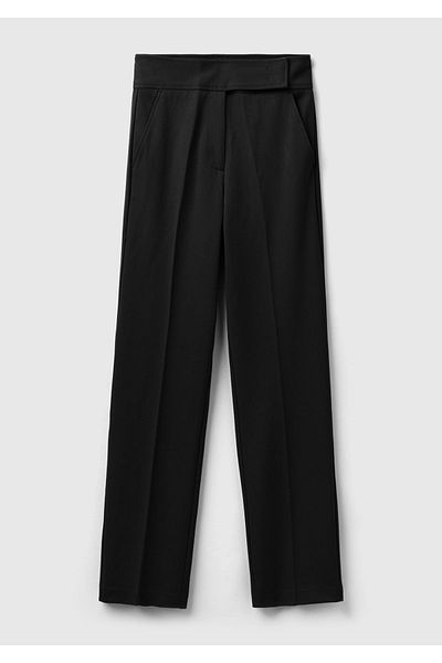 United Colors of Benetton Women's Black Viscous Trousers - Thick Band and Pocket