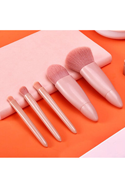 newnet Özel Aynalı 5’li Makyaj Fırça Seti Seyahat Mini Boy Taşınabilir Yumuşak Makyaj Fırçaları