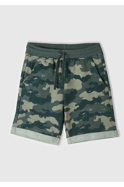 United Colors of Benetton Bermude de camuflaj pentru băieți - imprimat cu log...