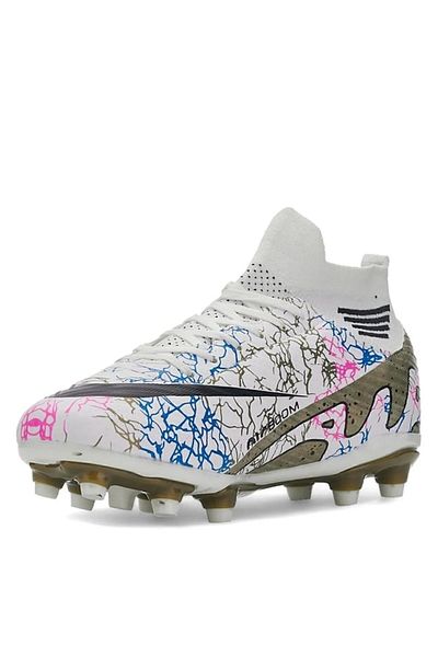 KAOF SHOES White Crampon Air Zoom Sock with Wristband Carpet Field Shoes Football Shoes Kids Crampon