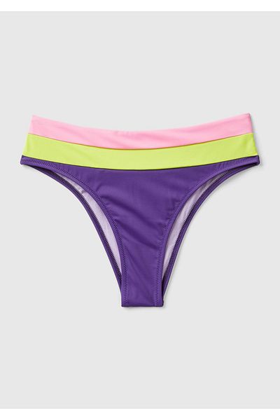 United Colors of Benetton Purple Blocked Brazilian Model - High Waist Women's Bikini Bottom