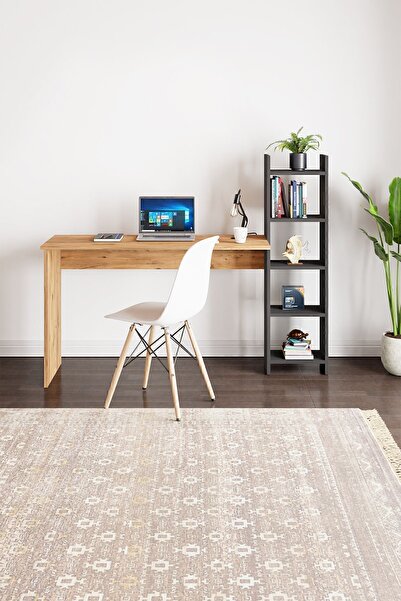 interGO Kitaplıklı Fonksiyonel Çalışma Masası - Atlantik Çam - Antrasit Gri